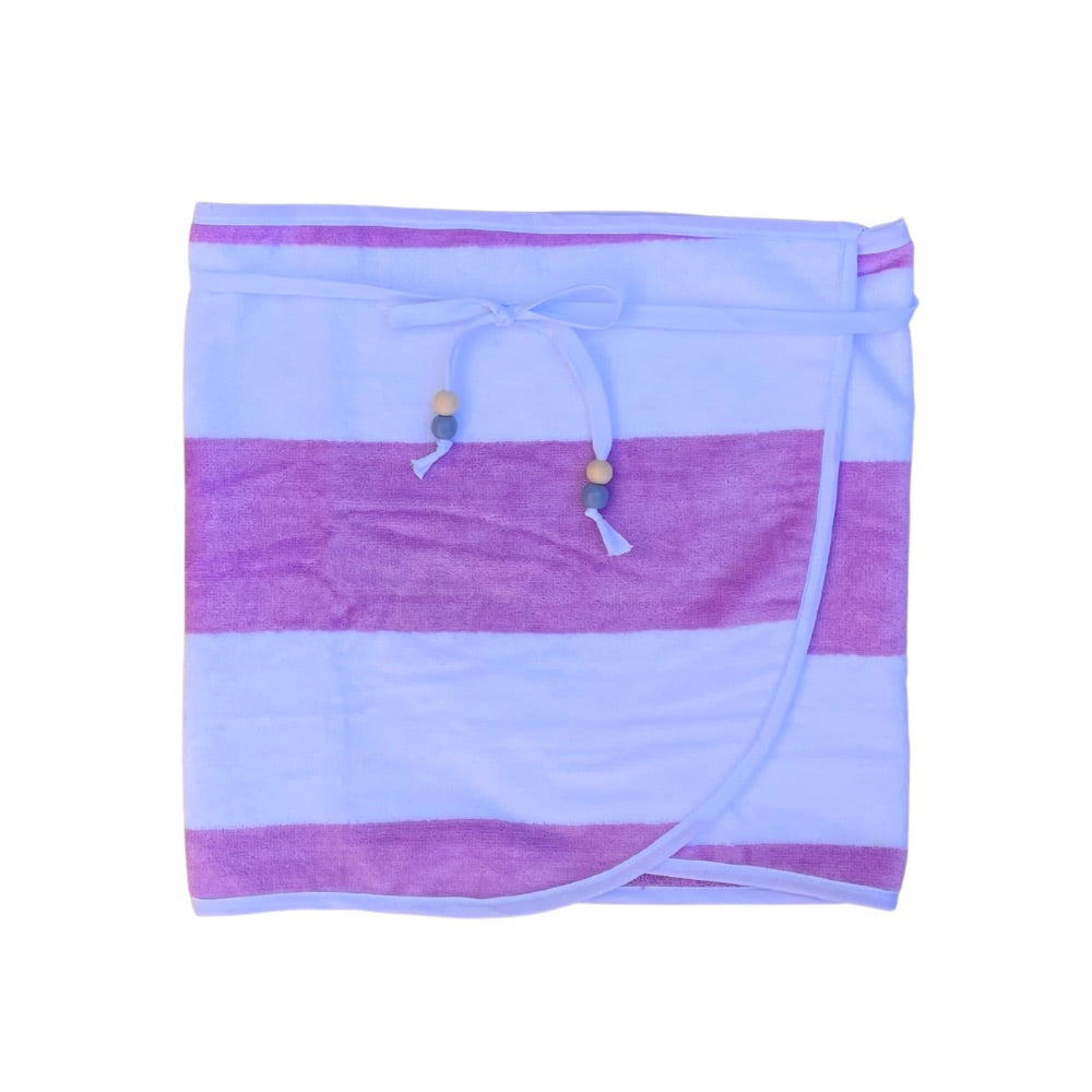 Lavender Striped Towel Beach Wrap Skirt