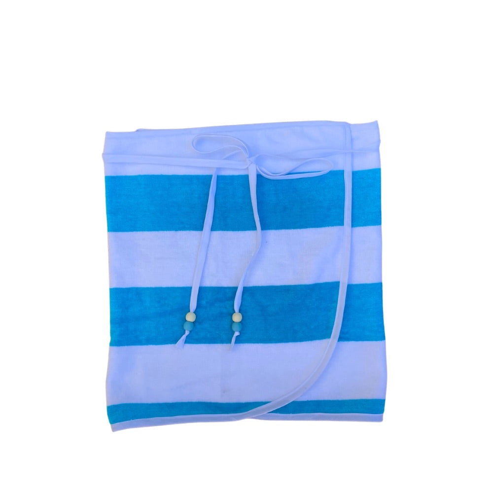 Aqua Striped Beach Towel Wrap
