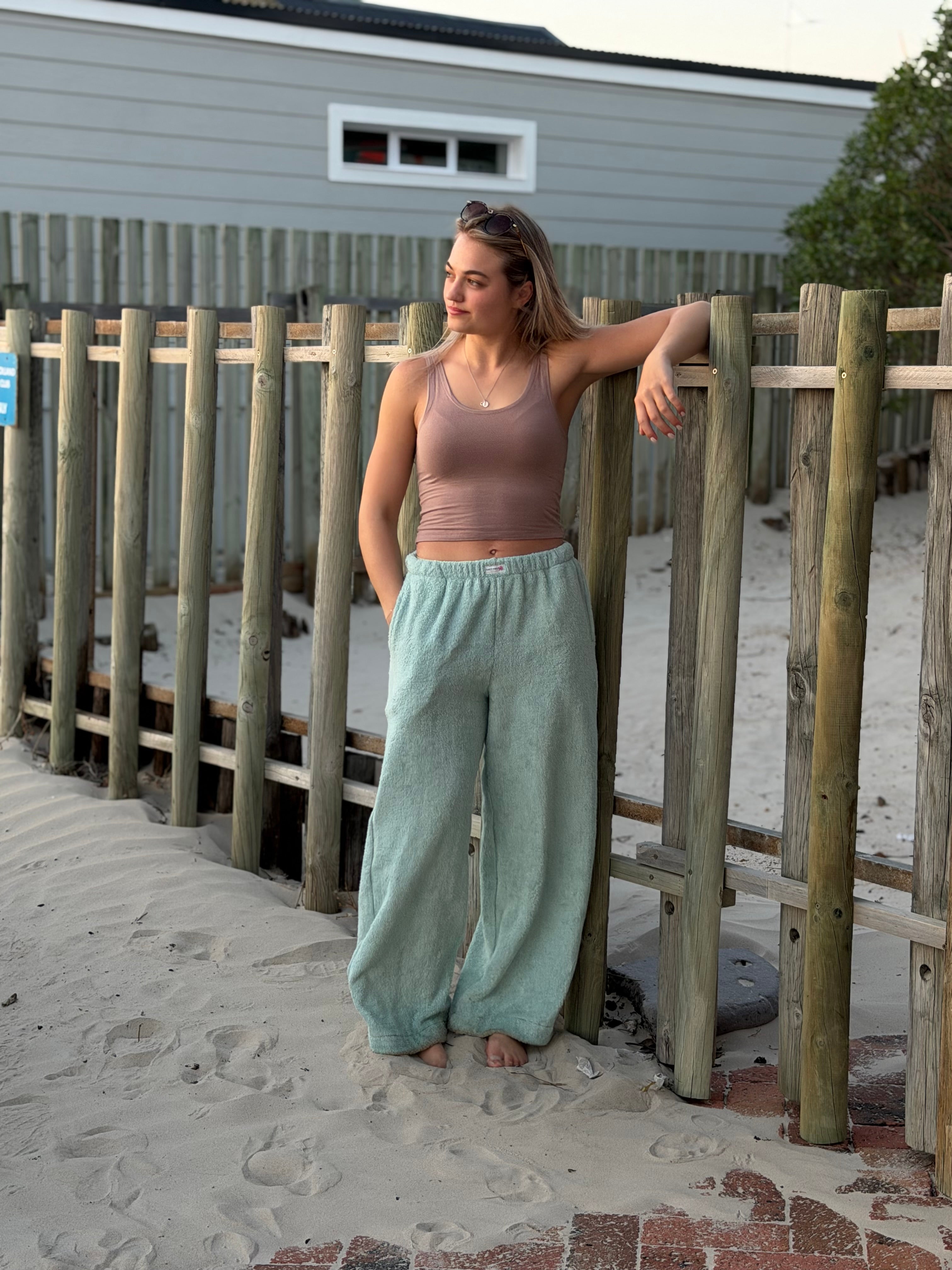 Towel Wide Leg Pants - Mint