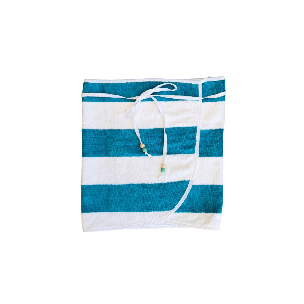 Aqua-Blue Reversible Towel Wrap