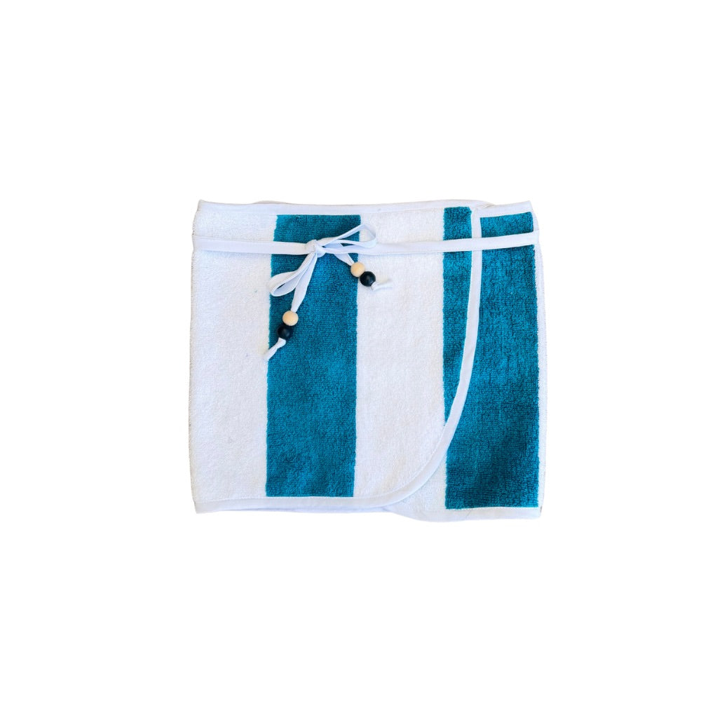 Aqua-Blue Reversible Towel Wrap