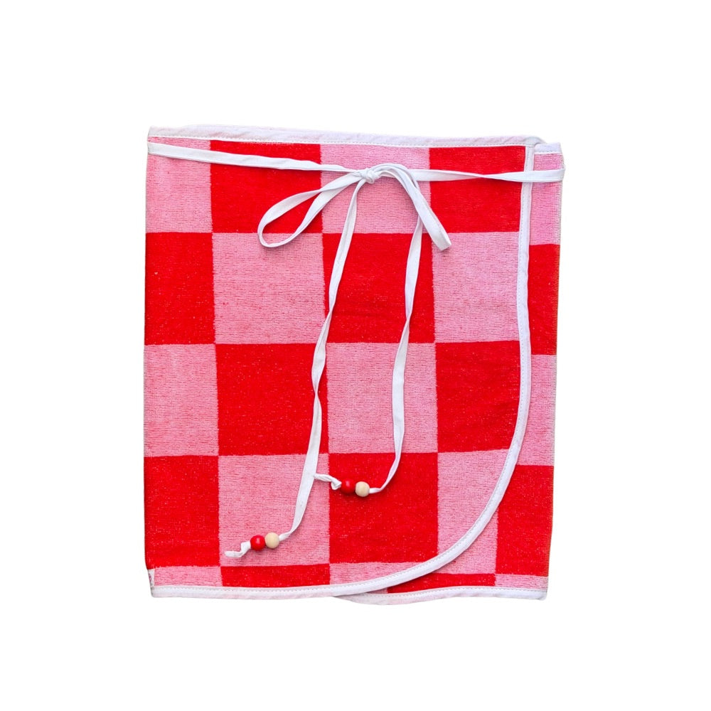 Red&Pink Checkered Towel Wrap
